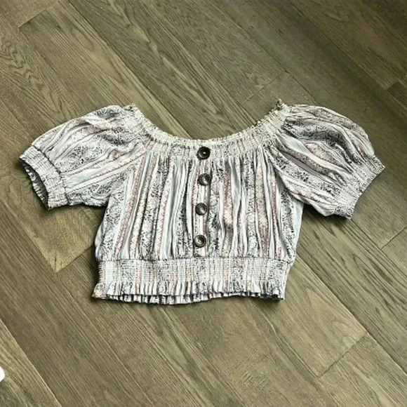 🌸4/$30🌸rebellion Again | Boho  Off The Shoulder Paisley And Floral Crop Top - Picture 1 of 10